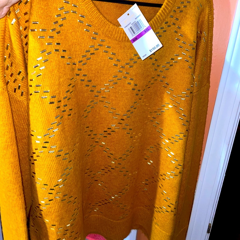 Michael Kors sweater with shiny gold accents.